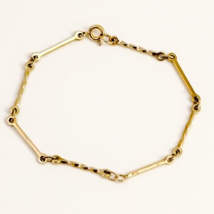 14ct Yellow Gold Twist Bar Bracelet – 16cm #67511