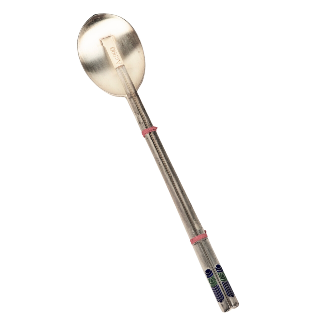 Vintage Korean Silver Spoon & Chopstick Cutlery Set – Ag990 – 96g #25351-1 Vintage Korean Silver Spoon & Chopstick Cutlery Set – Ag990 – 96g