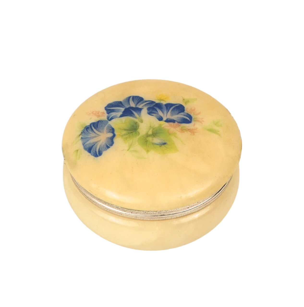 Vintage Small Round Jar with Blue Floral Lid – 8cm #37776 Vintage Small Round Jar with Blue Floral Lid – 8cm #37776