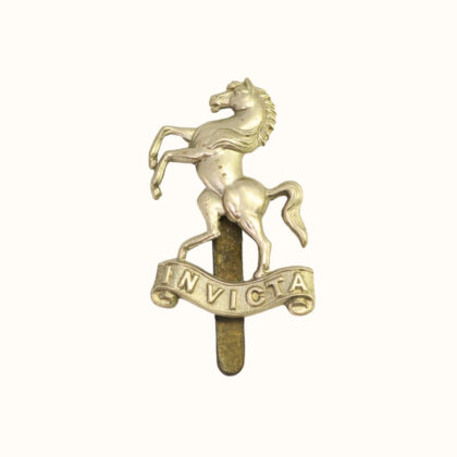 Genuine WW2 British Army Brass Cap Badge - Queen's Own Royal West Kent Regiment #67939-1