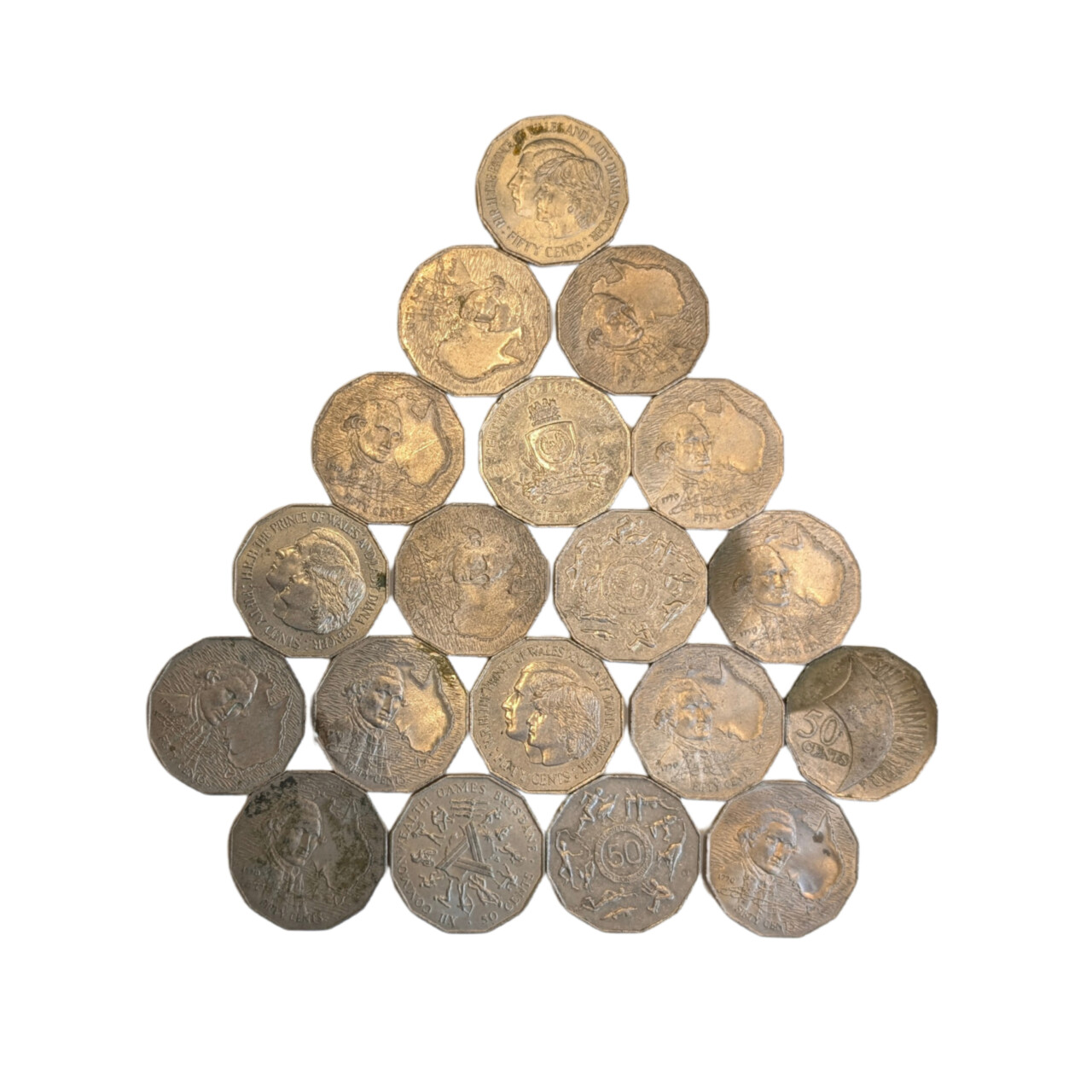 19 Commemorative 50 Cent Coins 1970, 1981, 1982, 2000, 2001 & 2005 (Lady Diana, Millennium, Captain Cook, Games) 19 Commemorative 50 Cent Coins 1970, 1981, 1982, 2000, 2001 & 2005 (Lady Diana, Millennium, Captain Cook, Games)