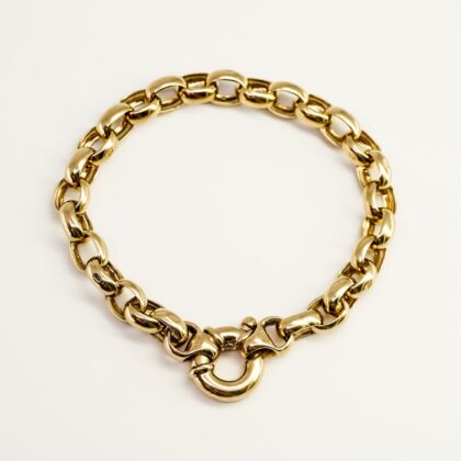 9ct Yellow Gold Chunky Oval Belcher Bracelet - 20cm – 20g #68017