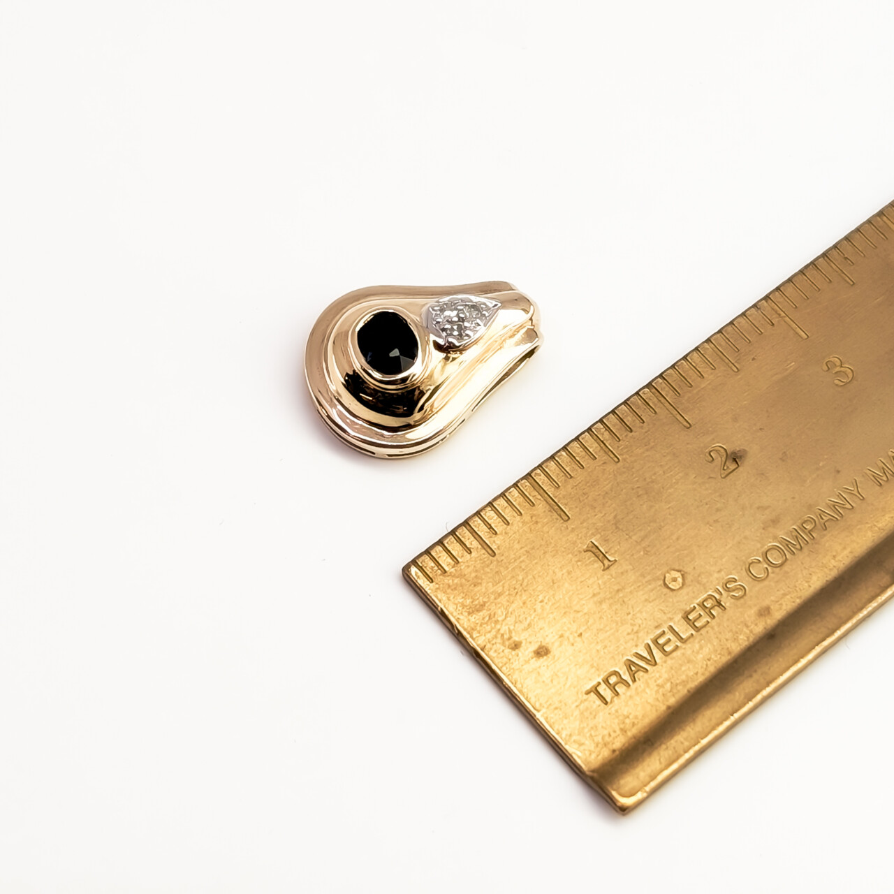 9ct Yellow Gold Sapphire & Diamond Teardrop Pendant #67268 9ct Yellow Gold Sapphire & Diamond Teardrop Pendant #67268 - Image 4