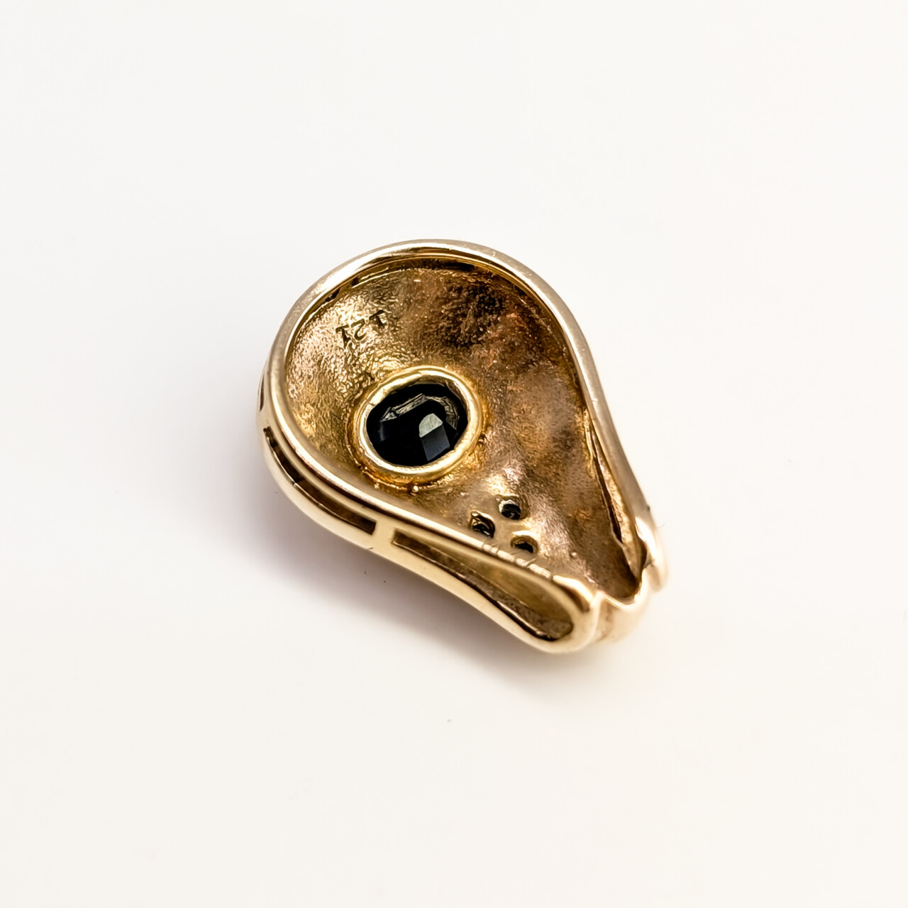 9ct Yellow Gold Sapphire & Diamond Teardrop Pendant #67268 9ct Yellow Gold Sapphire & Diamond Teardrop Pendant #67268 - Image 3