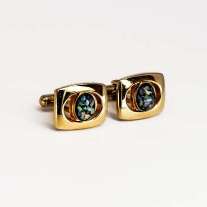 Vintage Gold-Tone Metal Opal Cufflinks #67940-3