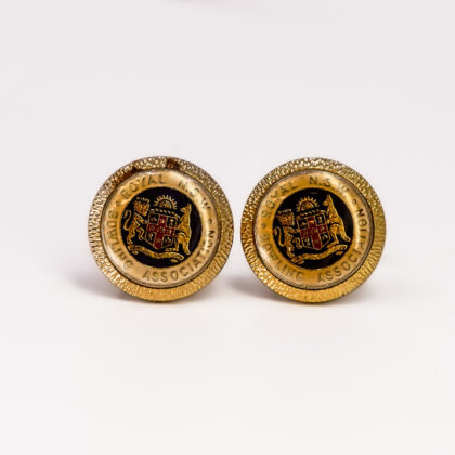 Vintage Gold-Tone Metal Cufflinks – Royal NSW Bowling Association (Lawn Bowls) #67940