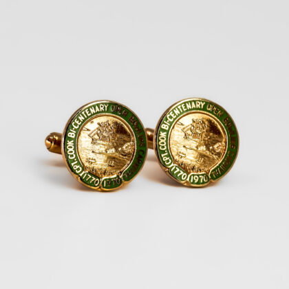 Vintage Gold-Tone Metal Cufflinks – Royal NSW Bowling Association (Lawn Bowls) #67940-1
