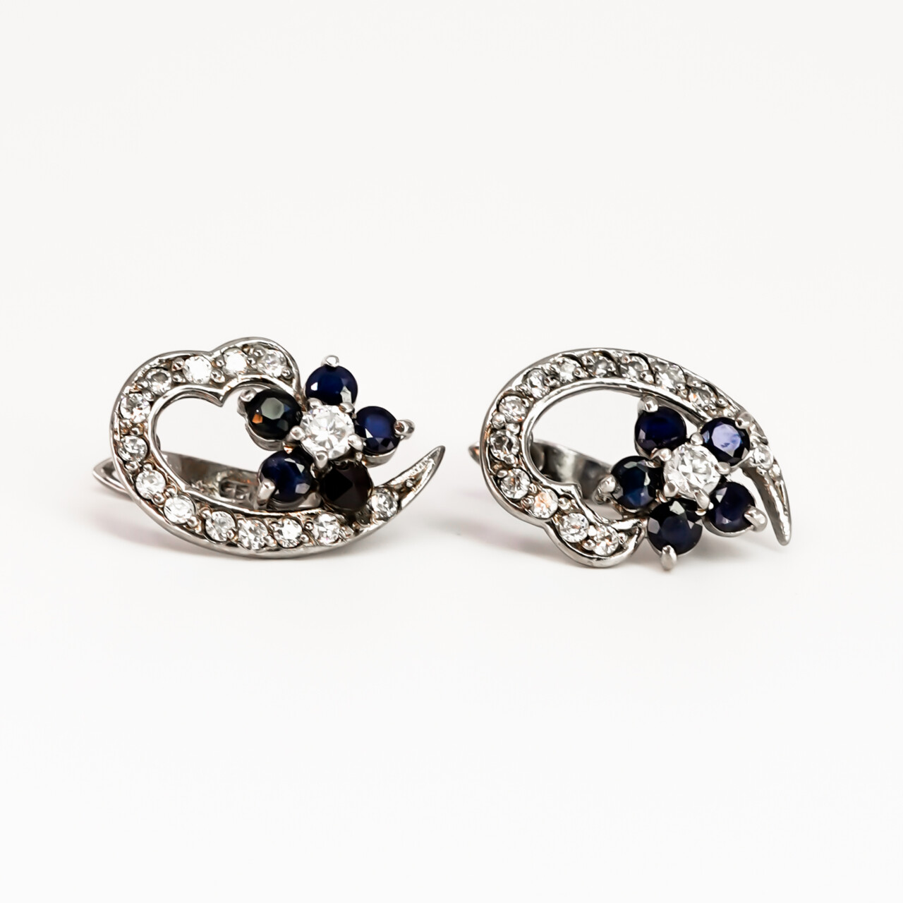 Sterling Silver Sapphire & CZ Earrings 60243