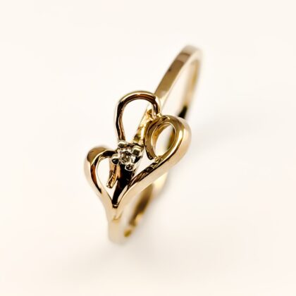 Diamond Love Heart Ring – 9ct Yellow Gold - Size O #67042