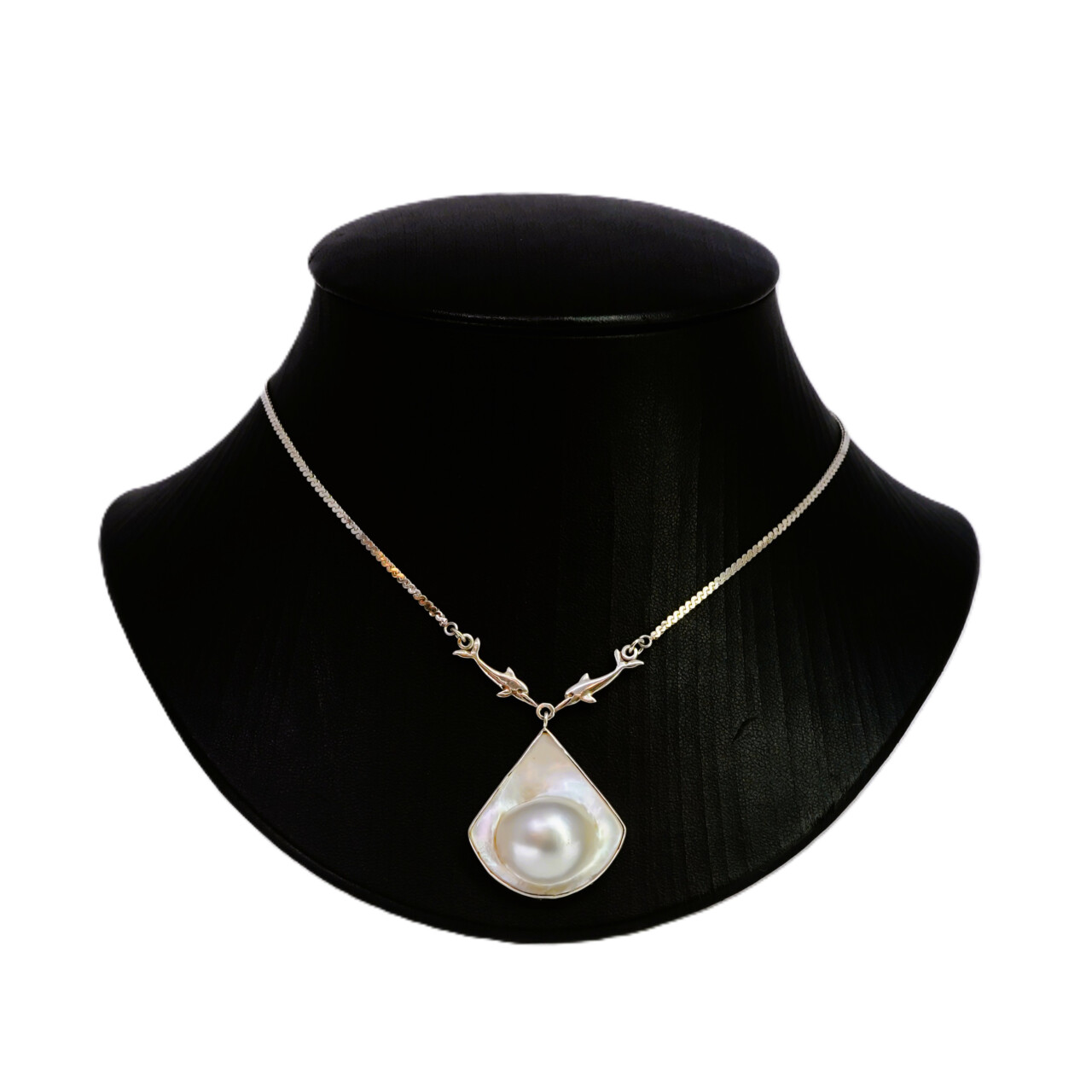 Sterling Silver Mabe Pearl Dolphin Necklace 50cm – New Old Stock