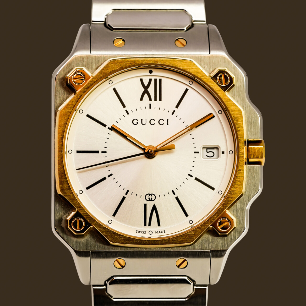 Gucci G-Flat Stainless Steel & 18kt Gold-Plated Watch – 30mm – RRP $3,350 #67952