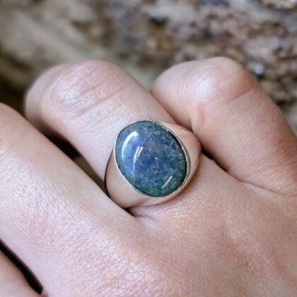 Sterling Silver Opal Triplet Oval Men's Signet Ring - Size R – New Old Stock #68043