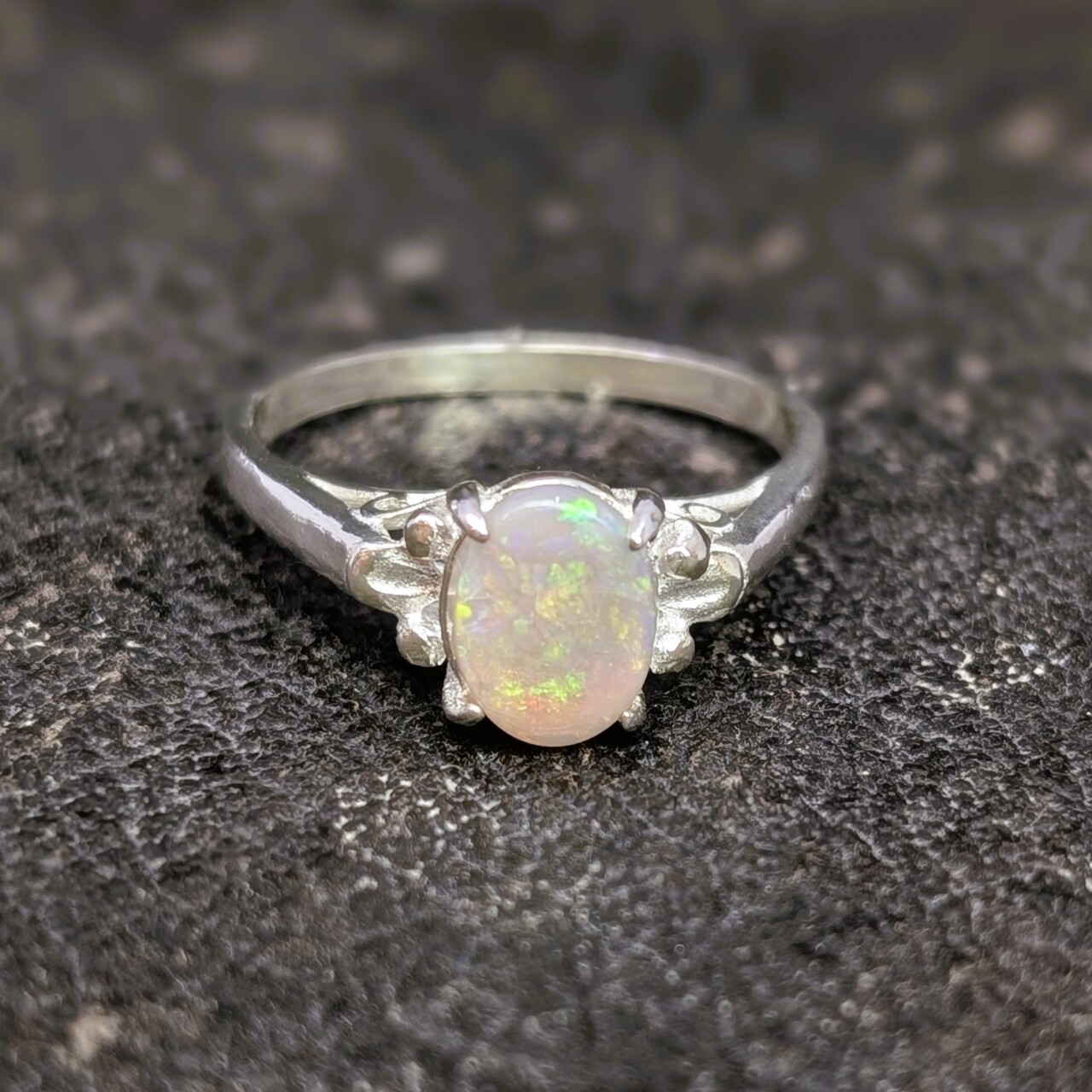Sterling Silver Solid Opal Ring - Size P½ (Opal 8x6mm) – New Old Stock #68049 Sterling Silver Solid Opal Ring - Size P½ (Opal 8x6mm) – New Old Stock #68049 - Image 3