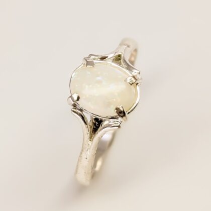 Sterling Silver Solid Opal - Milky White - Size P - New Old Stock #68053
