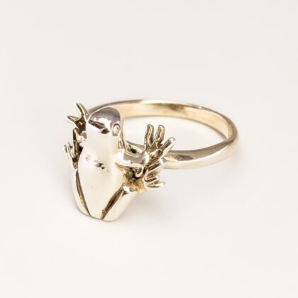 Sterling Silver Frog Shaped Ring - Size R 1/2 – New Old Stock #68033-2