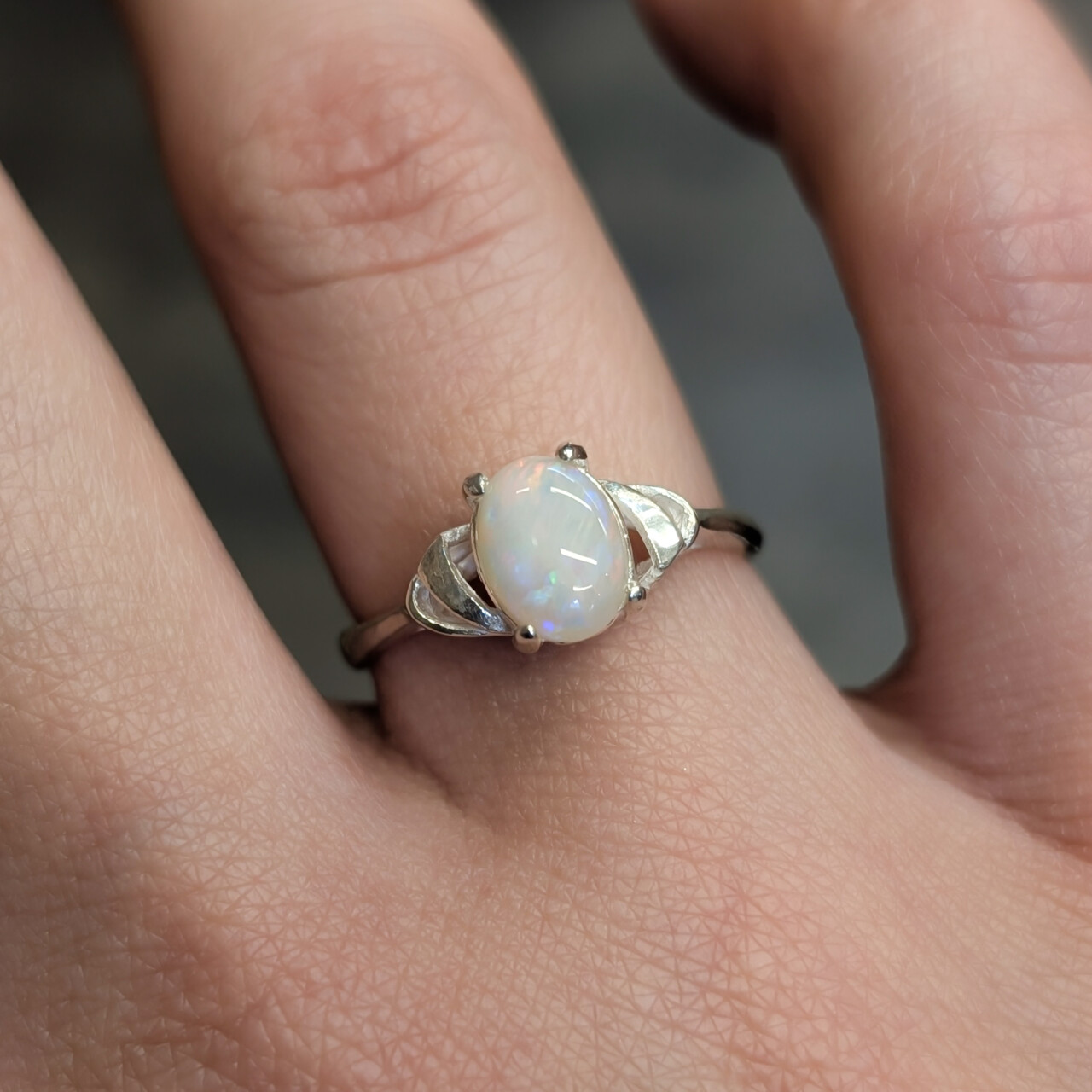 Sterling Silver Solid Opal Cabochon Ring Size P – New Old Stock #68055 Sterling Silver Solid Opal Cabochon Ring Size P – New Old Stock #68055 - Image 2