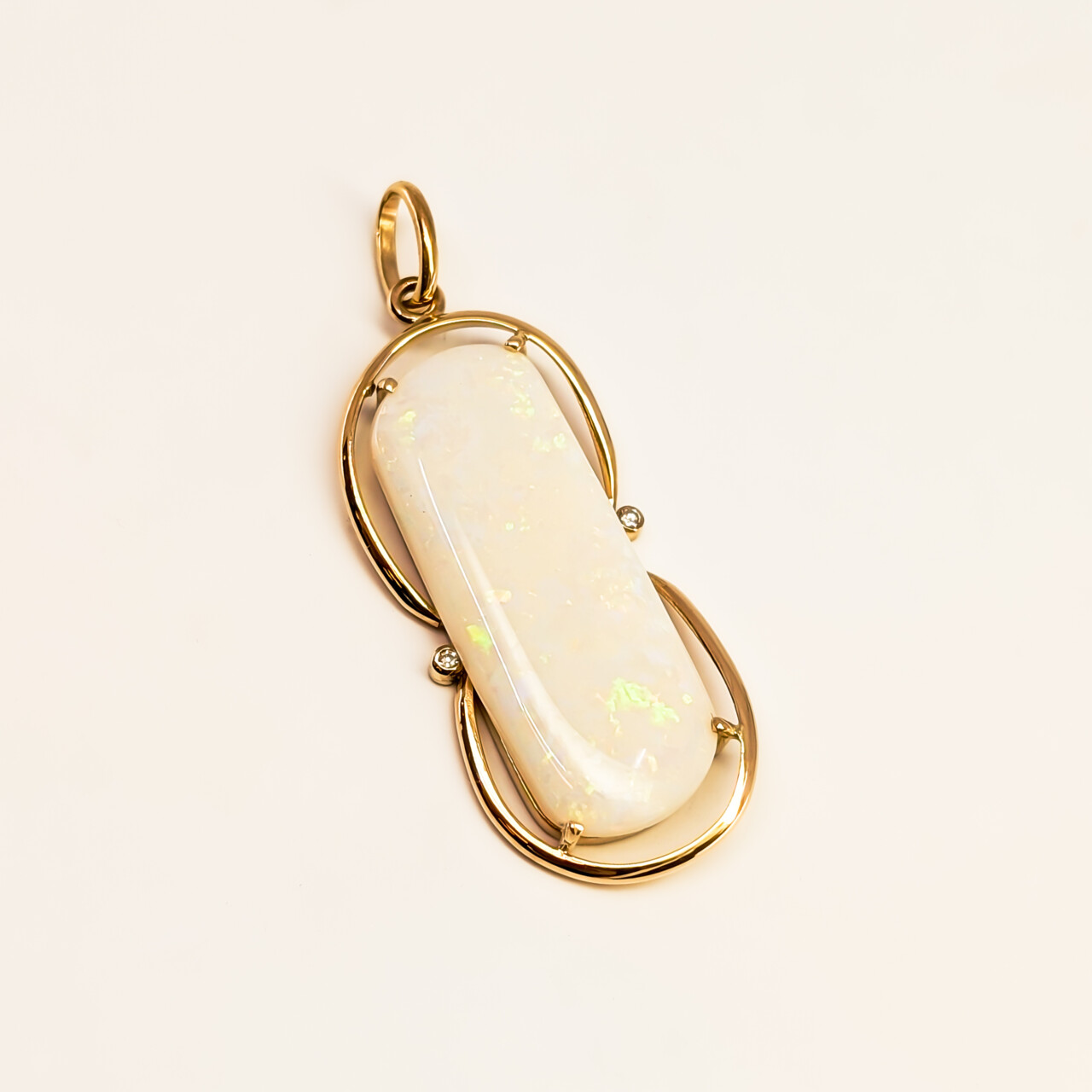 18ct Yellow Gold Solid Milky Opal & Diamond Hand-Made Pendant #67984 18ct Yellow Gold Solid Milky Opal & Diamond Hand-Made Pendant #67984 - Image 7
