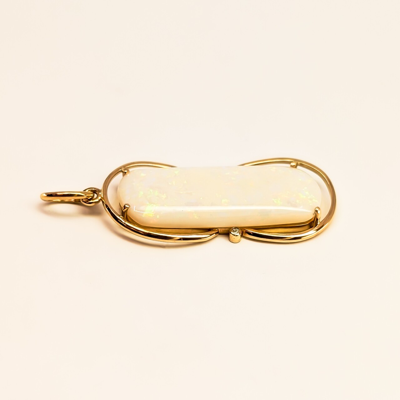 18ct Yellow Gold Solid Milky Opal & Diamond Hand-Made Pendant #67984 18ct Yellow Gold Solid Milky Opal & Diamond Hand-Made Pendant #67984 - Image 6