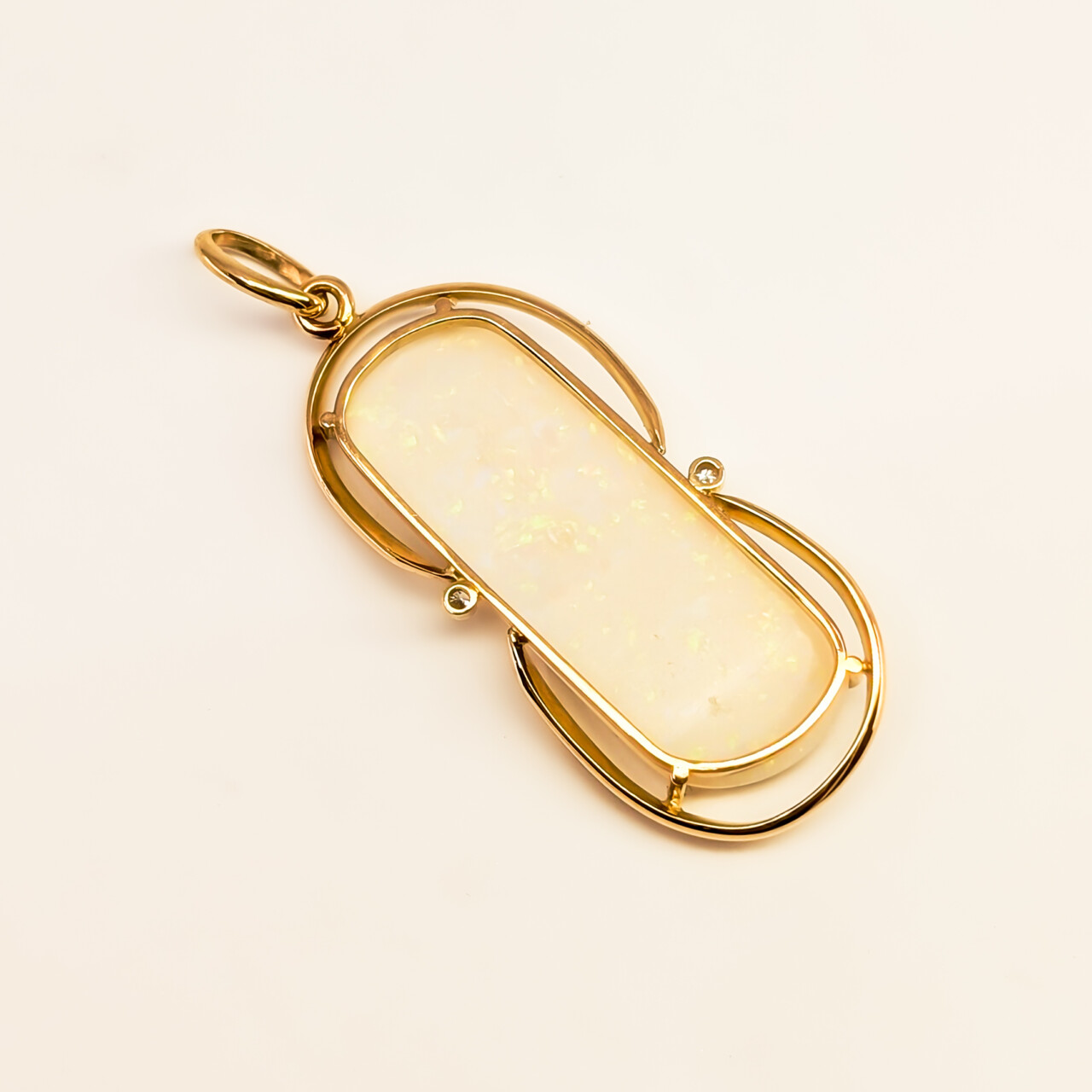 18ct Yellow Gold Solid Milky Opal & Diamond Hand-Made Pendant #67984 18ct Yellow Gold Solid Milky Opal & Diamond Hand-Made Pendant #67984 - Image 5