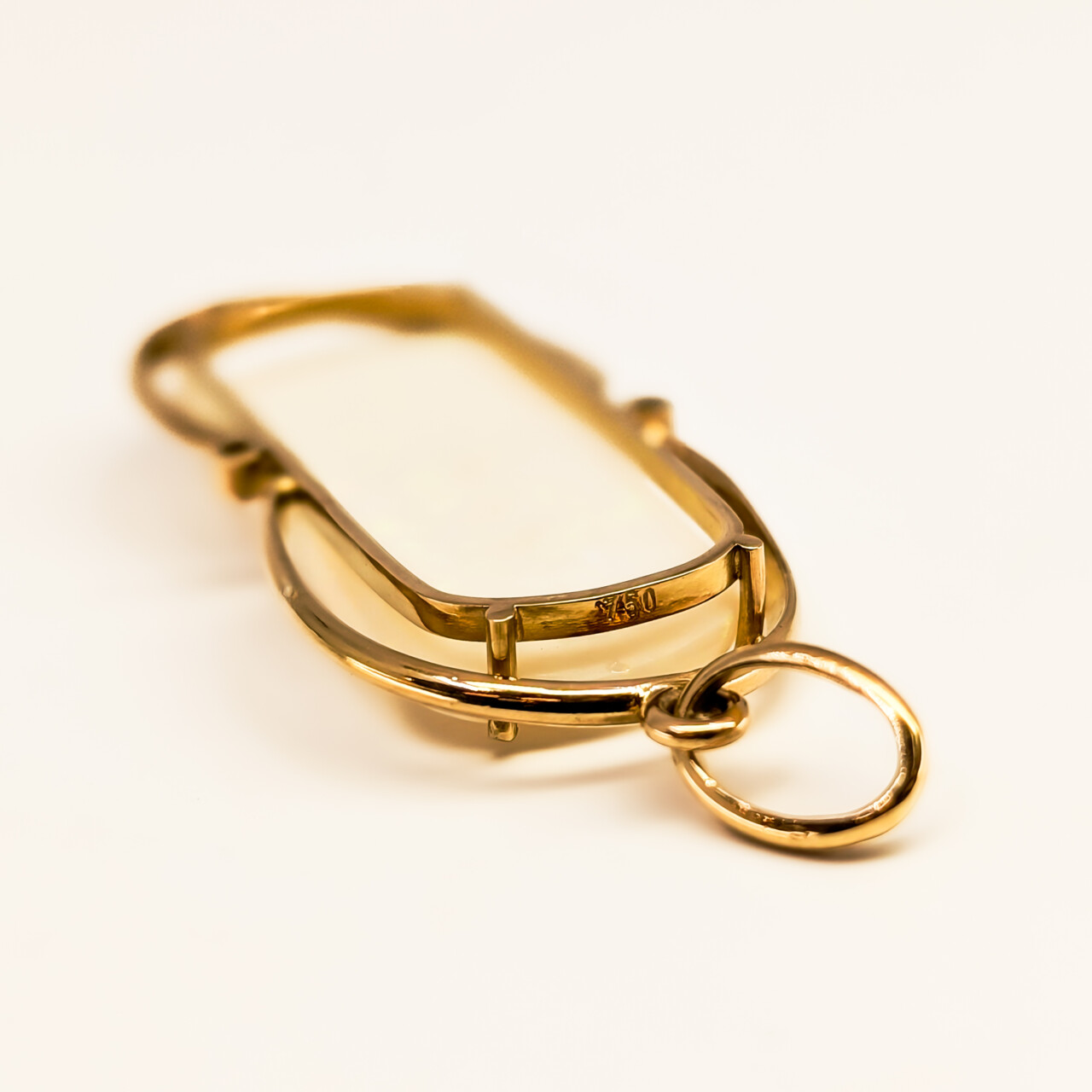 18ct Yellow Gold Solid Milky Opal & Diamond Hand-Made Pendant #67984 18ct Yellow Gold Solid Milky Opal & Diamond Hand-Made Pendant #67984 - Image 4