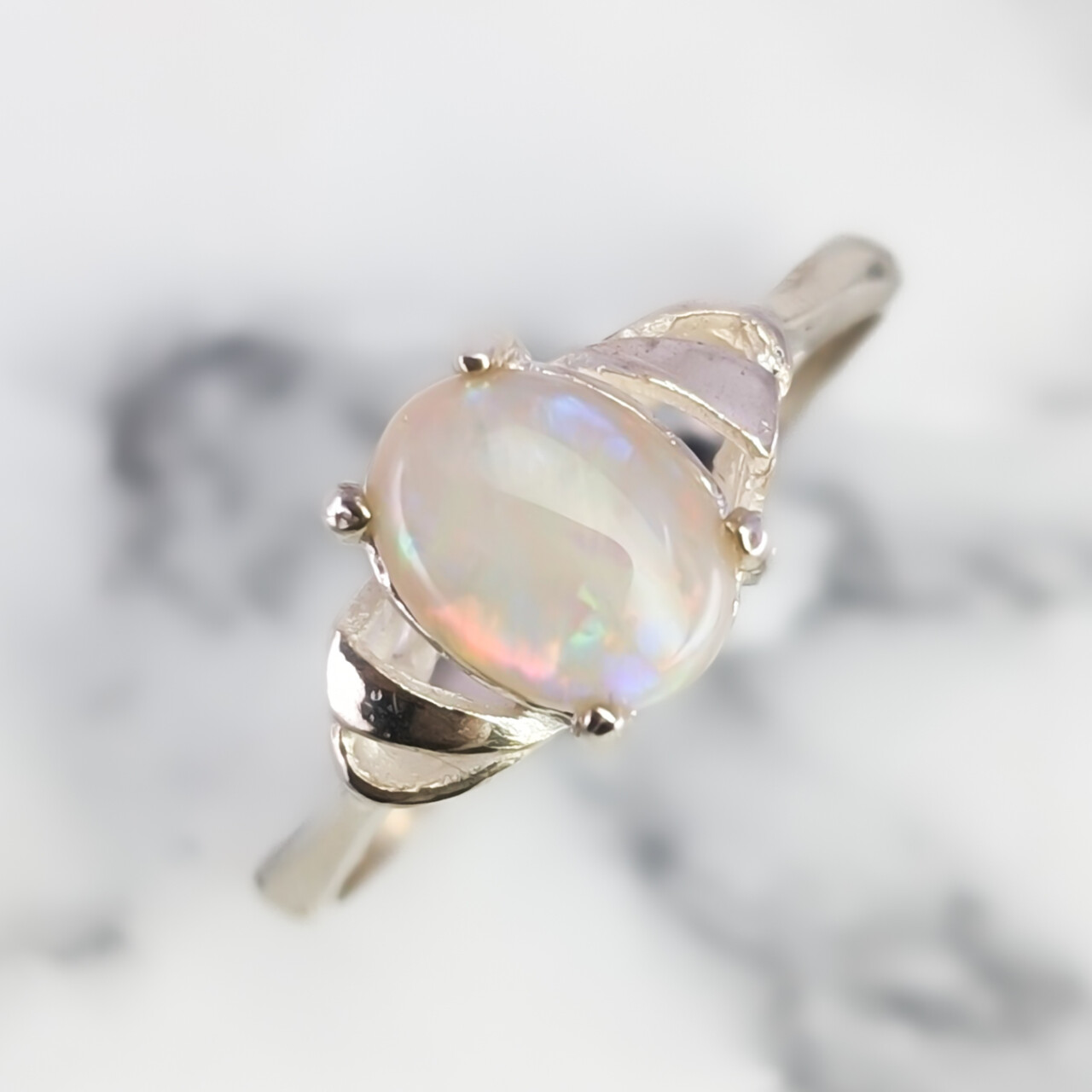 Sterling Silver Solid Opal Cabochon Ring Size P – New Old Stock #68055 Sterling Silver Solid Opal Cabochon Ring Size P – New Old Stock #68055