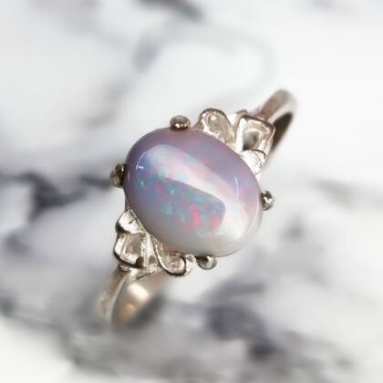 Sterling Silver Solid Opal Ring Size O – New Old Stock #68058