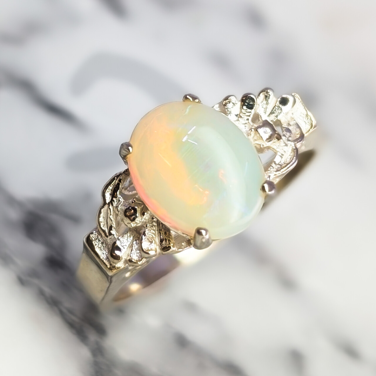 Sterling Silver Solid Opal Ring – Size Q½ – 10x8mm Opal #68050