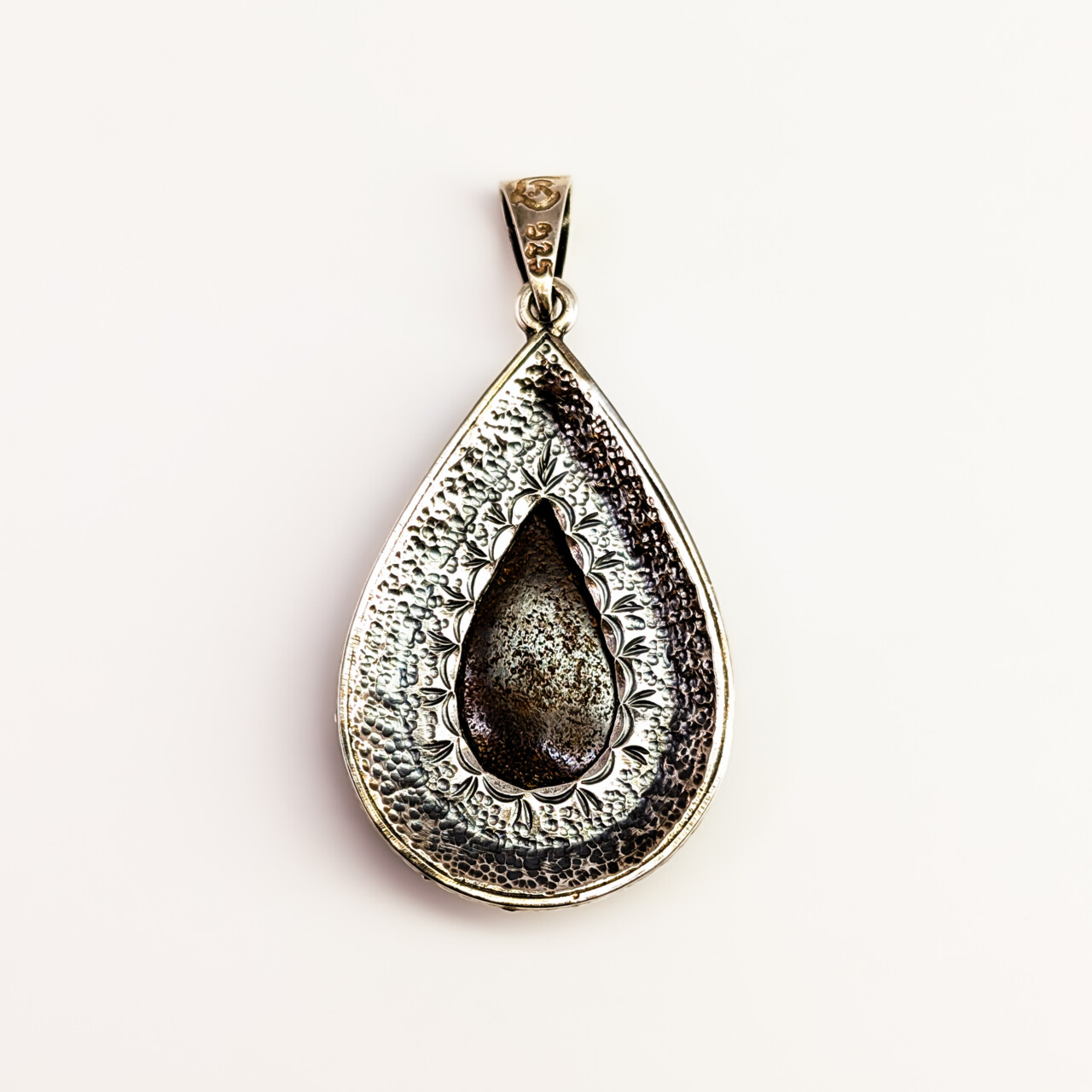 Sterling Silver Solid Opal Teardrop Pendant – 31 x 22mm #68078 Sterling Silver Solid Opal Teardrop Pendant – 31 x 22mm #68078 - Image 3