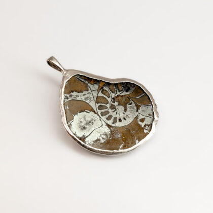 Sterling Silver Ammonite Fossil Pendant – 30mm #68070