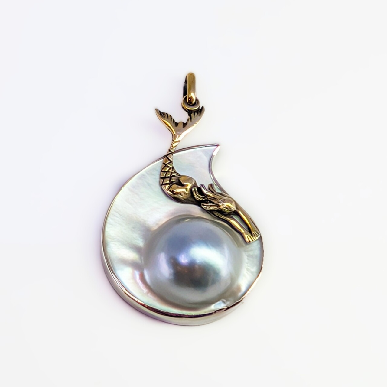 Sterling Silver Pearl Mermaid Waterdrop Pendant – 30mm #68076