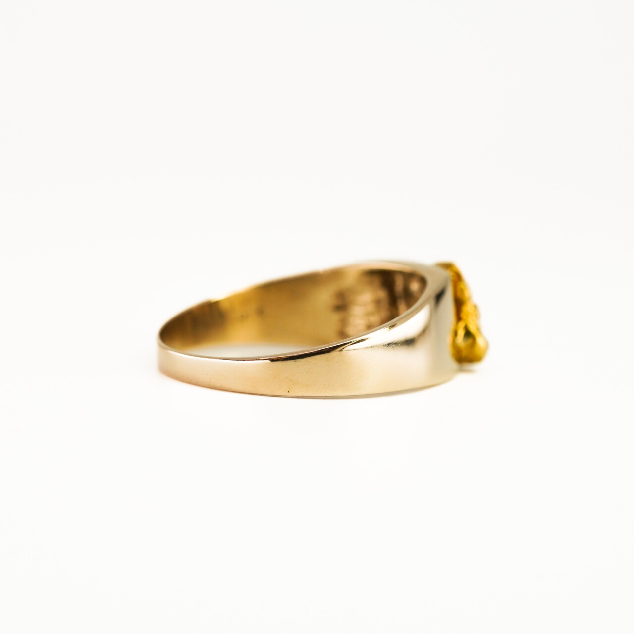 9ct Yellow Gold Ring with 23ct Diamond-Set Nugget 5.9g – Size X #67186 9ct Yellow Gold Ring with 23ct Diamond-Set Nugget 5.9g – Size X #67186 - Image 5