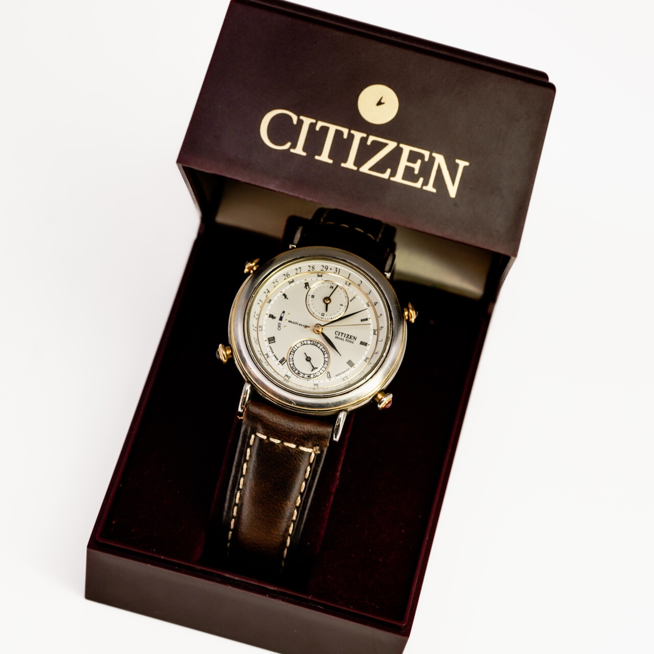 Citizen Dual Time Watch Mens Citizen OXY Dual Time Quartz Leather