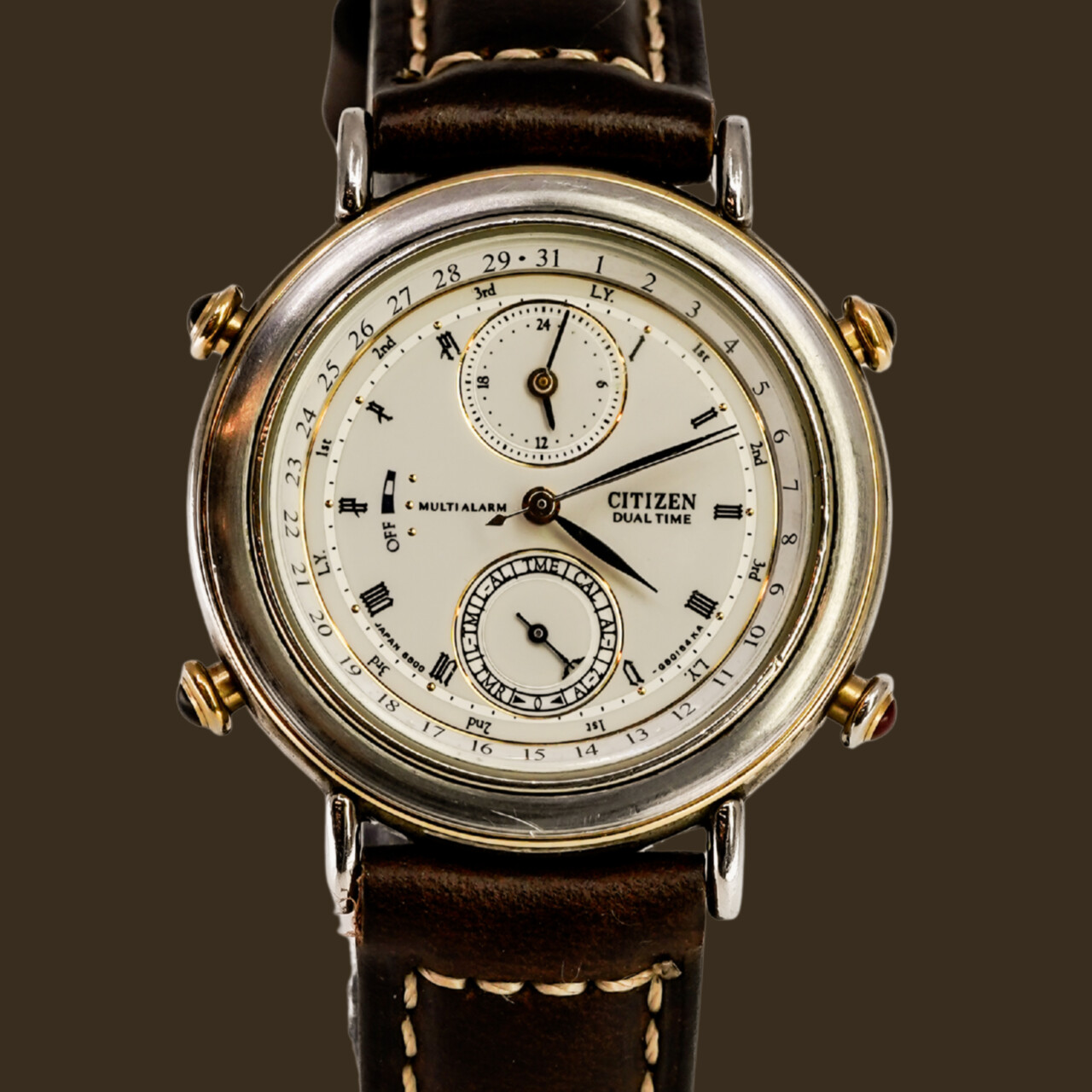 Vintage Citizen Dual Time Alarm Quartz Watch – Ref. 6800-G80027