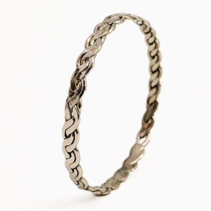 Vintage Sterling Silver Woven Bangle – 65mm #67049