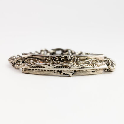 Vintage Sterling Silver Ship ID Bracelet – 17cm #67053