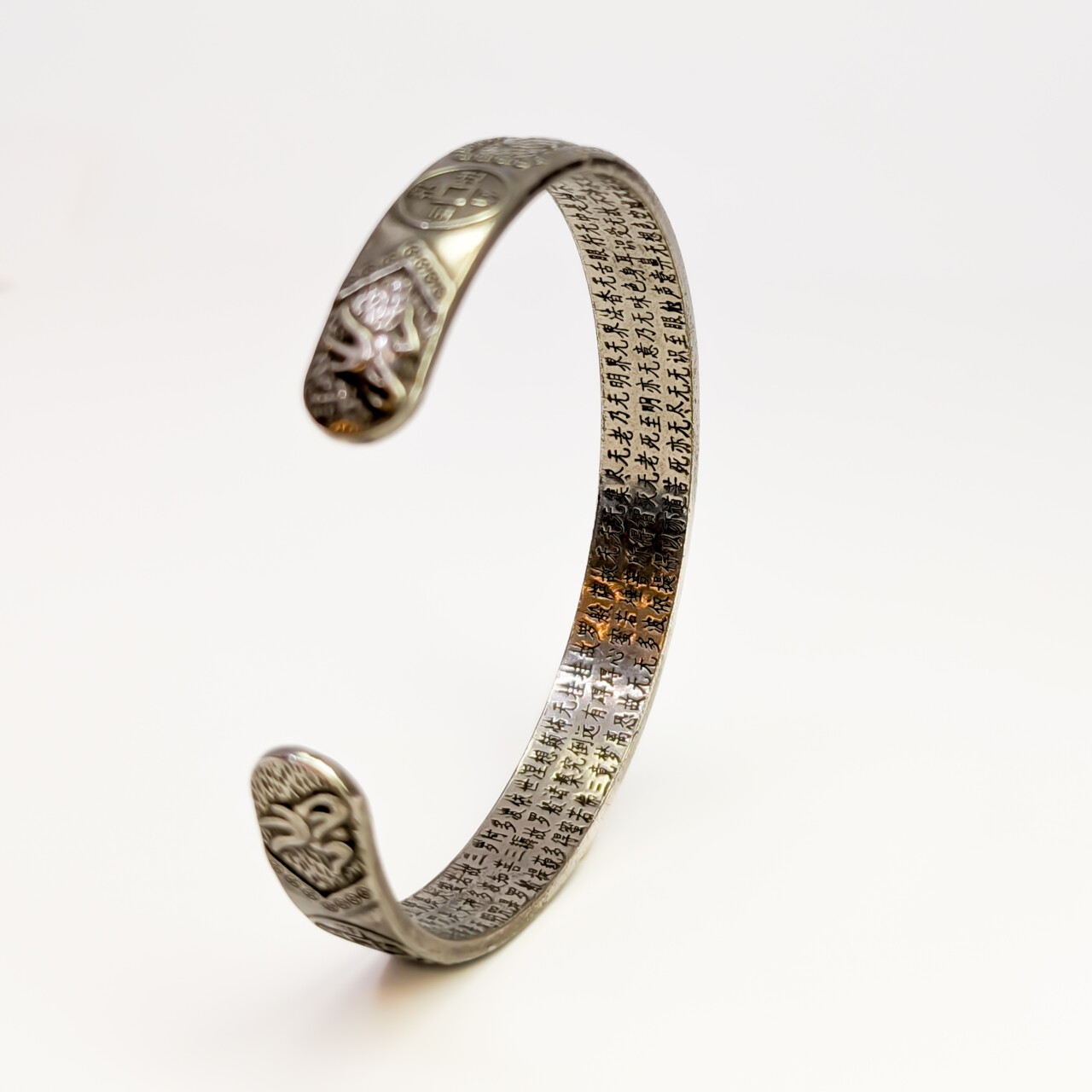 Silver-Plated Copper Chinese Cuff Bangle - 65mm #67600 Silver-Plated Copper Chinese Cuff Bangle - 65mm #67600 - Image 2