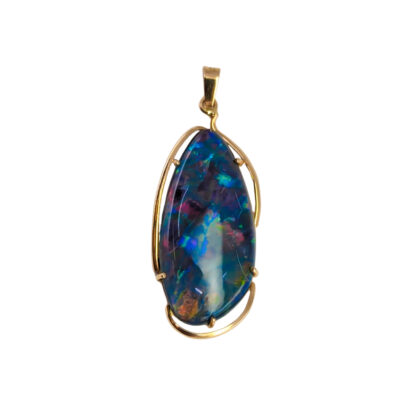 18ct Yellow Gold Blue Opal Triplet Pendant #68109