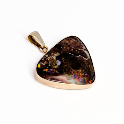 14ct Yellow Gold Triangular Boulder Opal Pendant #68101