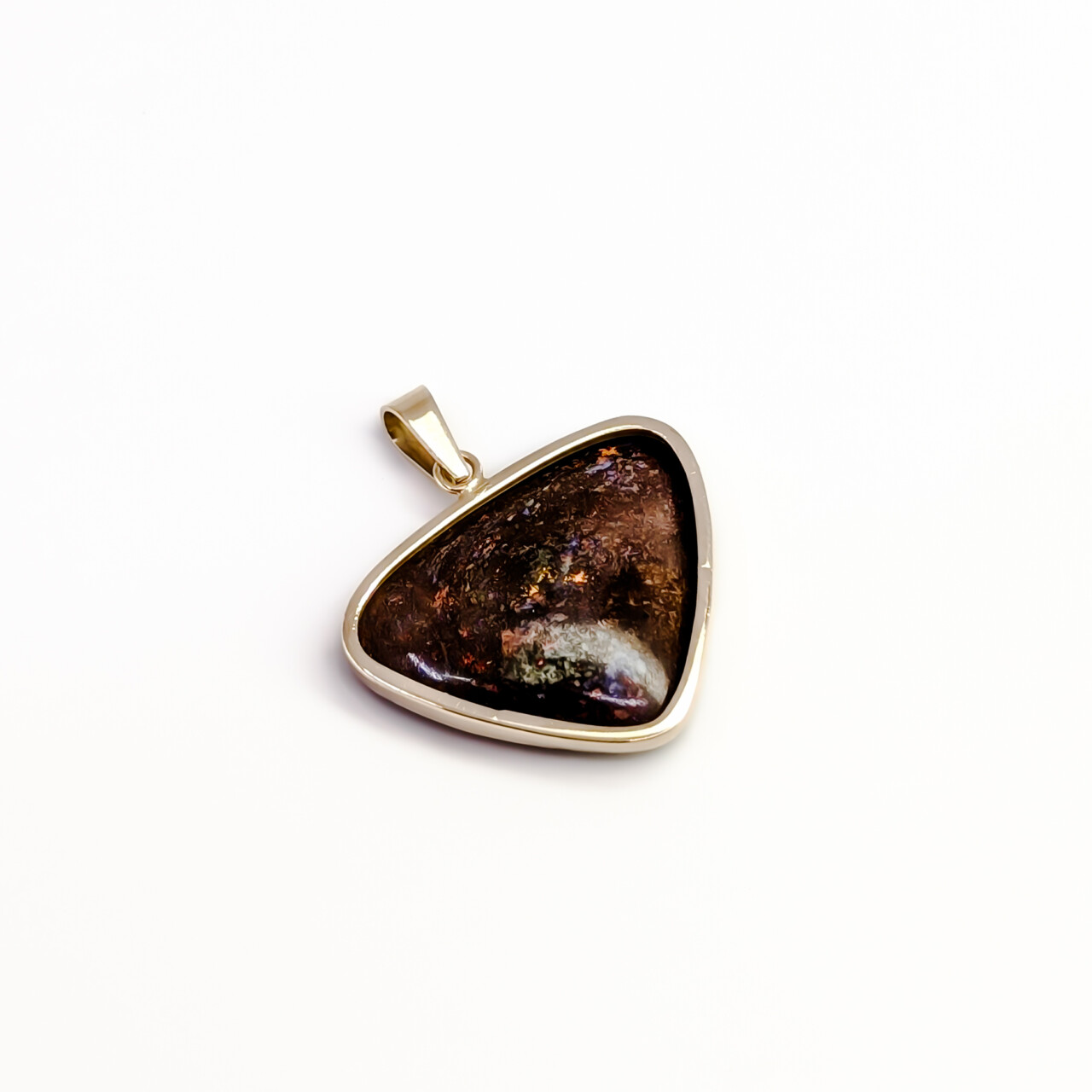14ct Yellow Gold Triangular Boulder Opal Pendant #68101 14ct Yellow Gold Triangular Boulder Opal Pendant #68101 - Image 7