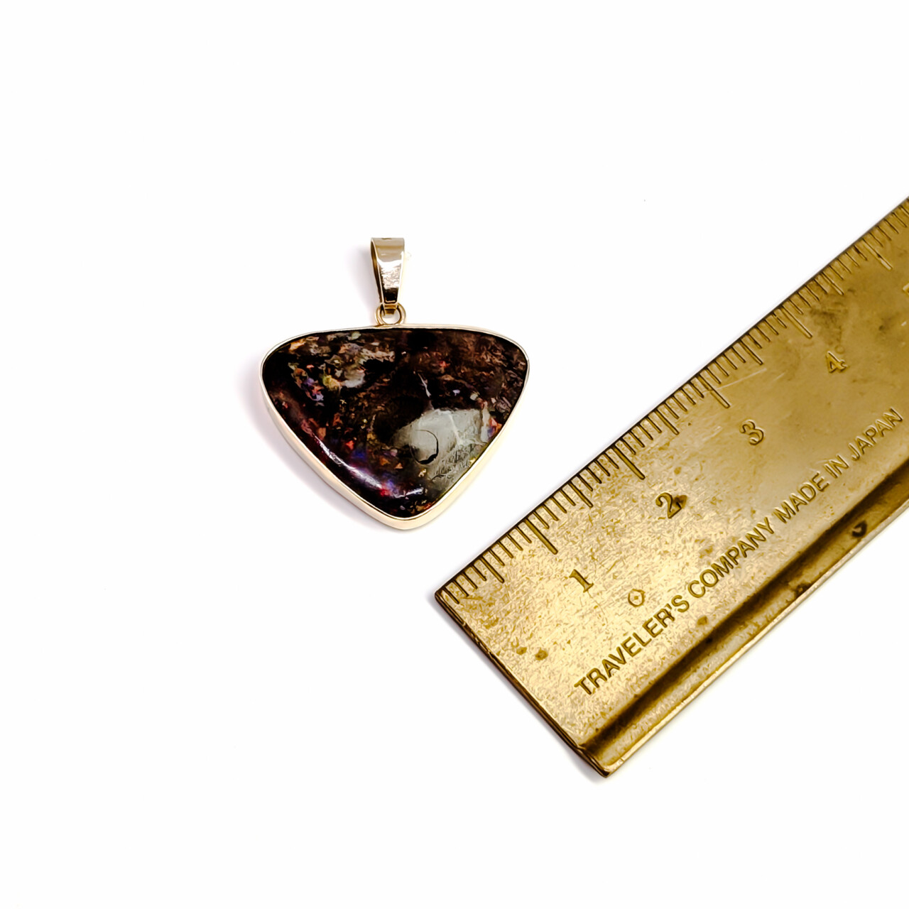 14ct Yellow Gold Triangular Boulder Opal Pendant #68101 14ct Yellow Gold Triangular Boulder Opal Pendant #68101 - Image 3