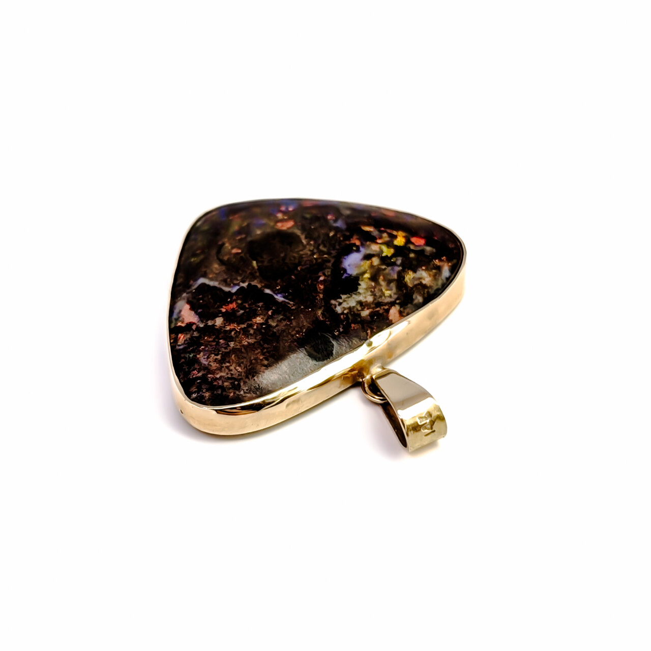 14ct Yellow Gold Triangular Boulder Opal Pendant #68101 14ct Yellow Gold Triangular Boulder Opal Pendant #68101 - Image 6