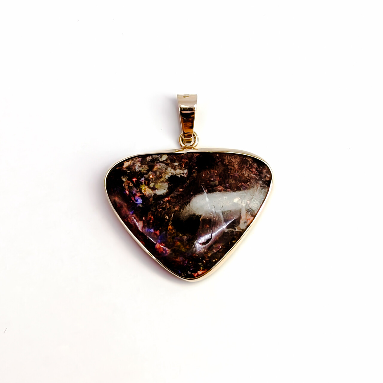 14ct Yellow Gold Triangular Boulder Opal Pendant #68101 14ct Yellow Gold Triangular Boulder Opal Pendant #68101 - Image 5