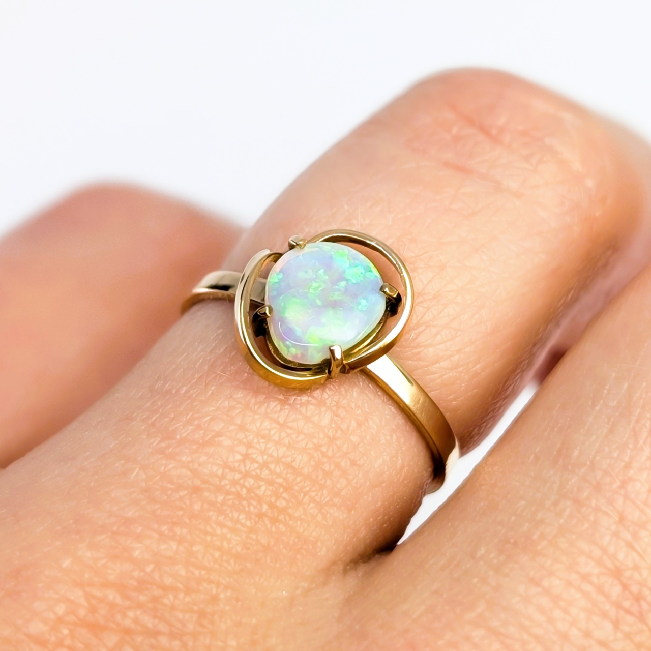 Natural Solid Opal Ring - 14ct Yellow Gold - Size L 1/2 #68095 Natural Solid Opal Ring - 14ct Yellow Gold - Size L 1/2 #68095 - Image 2
