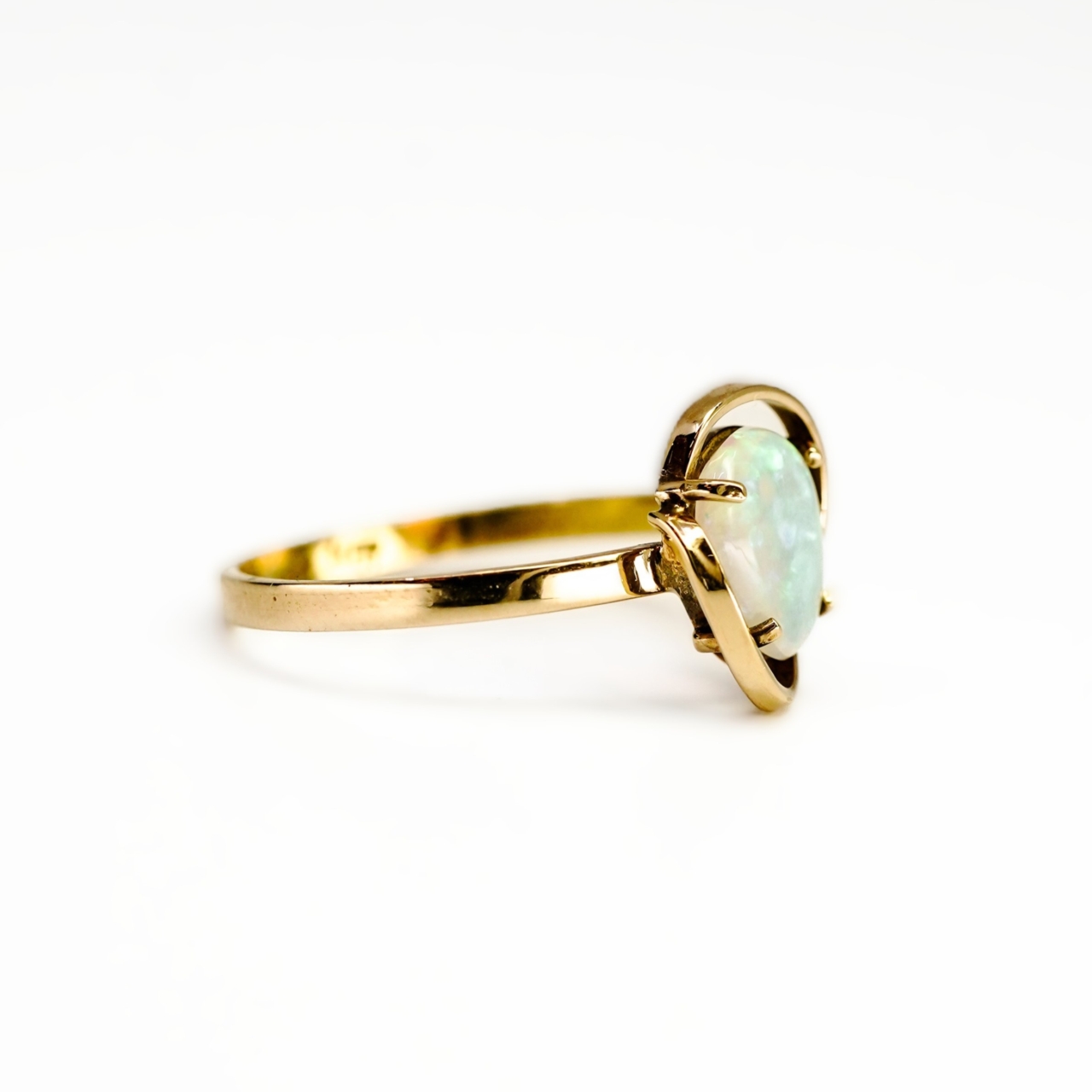 Natural Solid Opal Ring - 14ct Yellow Gold - Size L 1/2 #68095 Natural Solid Opal Ring - 14ct Yellow Gold - Size L 1/2 #68095 - Image 4