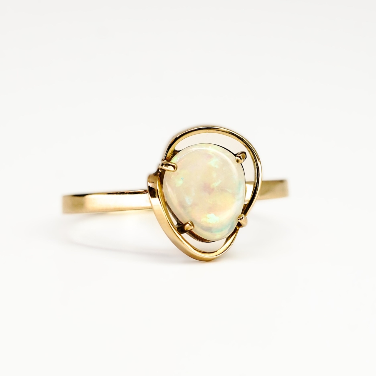 Natural Solid Opal Ring - 14ct Yellow Gold - Size L 1/2 #68095 Natural Solid Opal Ring - 14ct Yellow Gold - Size L 1/2 #68095