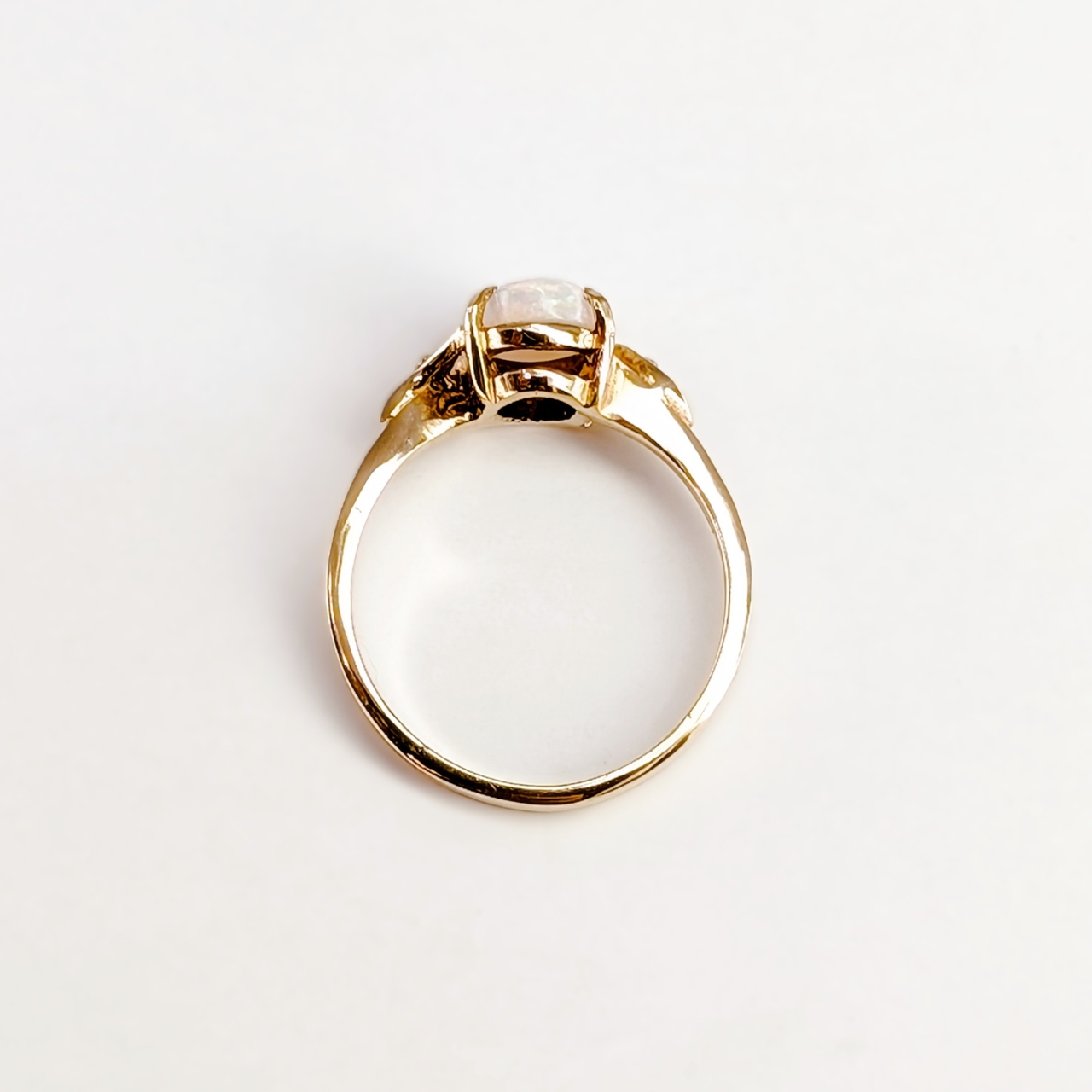 Oval Natural Opal & Diamond Ring - 14ct Yellow Gold - Size N #68100 Oval Natural Opal & Diamond Ring - 14ct Yellow Gold - Size N #68100 - Image 9