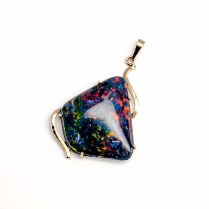 Blue Opal Triplet Freeform Pendant in 14ct Yellow Gold #68104