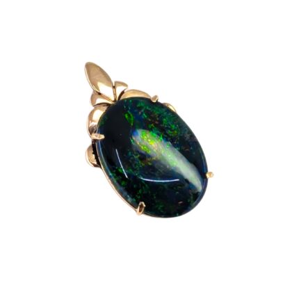14ct Yellow Gold Opal Triplet Leaf Pendant #68093