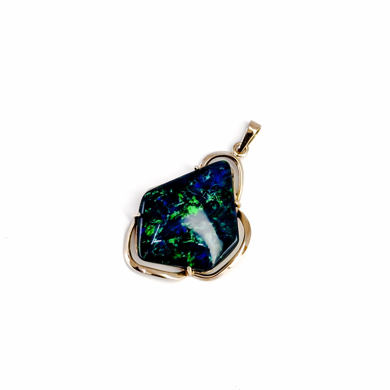 Geometric Blue Opal Triplet Pendant - 14ct Yellow Gold #68092 Geometric Blue Opal Triplet Pendant - 14ct Yellow Gold #68092 - Image 9