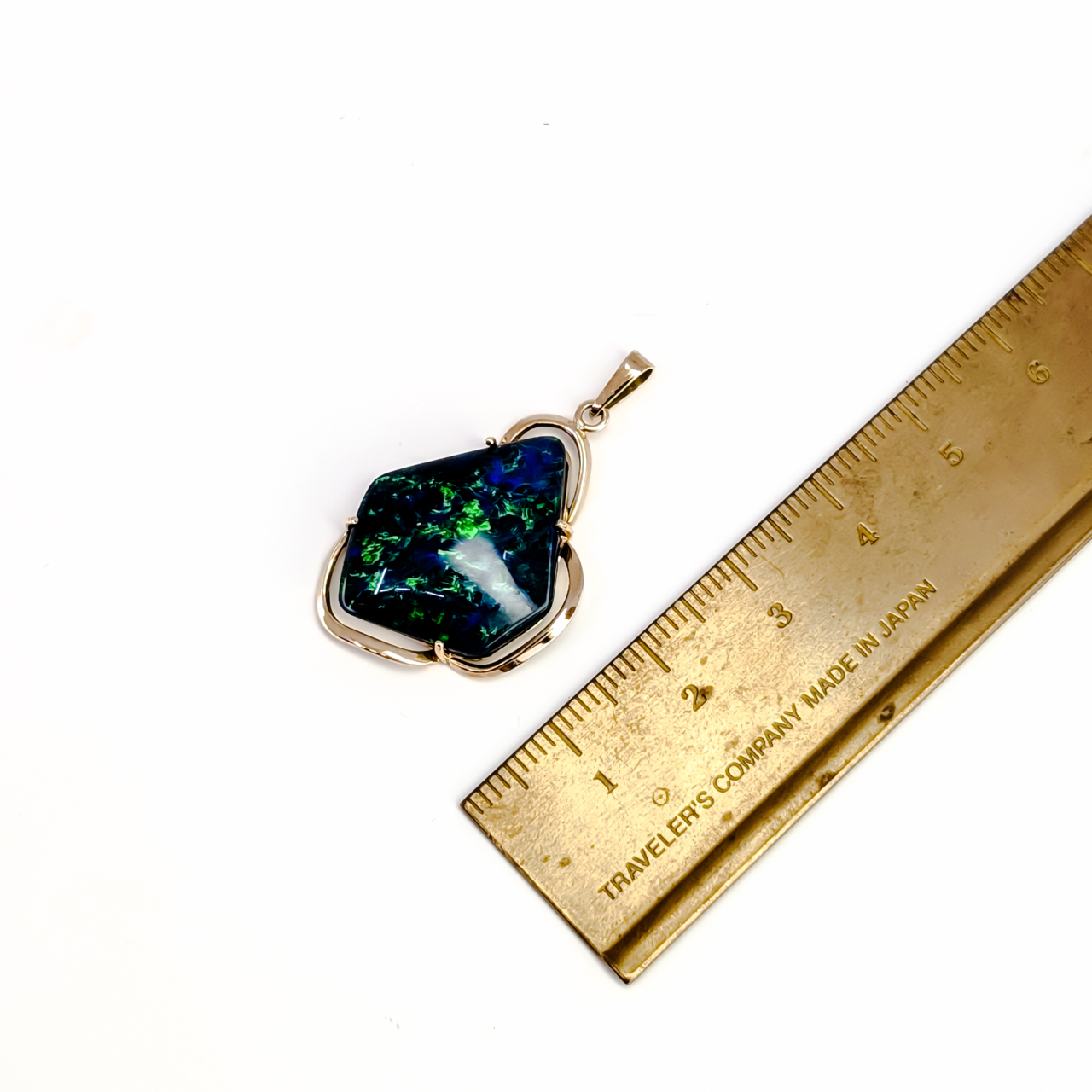 Geometric Blue Opal Triplet Pendant - 14ct Yellow Gold #68092 Geometric Blue Opal Triplet Pendant - 14ct Yellow Gold #68092 - Image 5